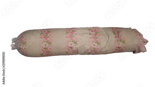 Cuadro en lienzo Vintage pink floral patterned long cylindrical body pillow isolated on solid whi