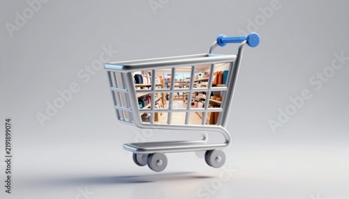 Shopping Cart Visualization Featuring Retail Store Interior Showcasing Fashion Apparel And Accessories