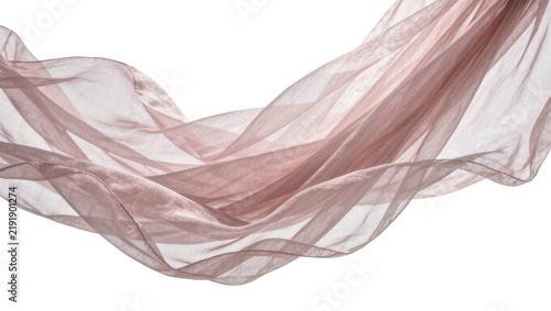 Foto Flowing sheer dusty rose fabric with delicate folds, isolated on transparent bac