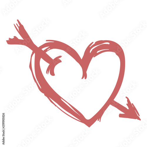 Brushed heart with arrow