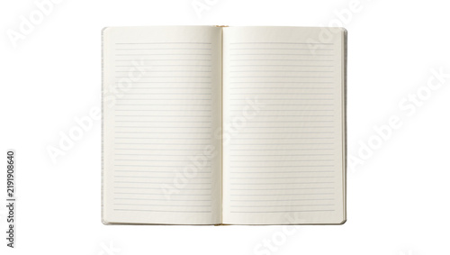 Cuadro en lienzo Open lined notebook with cream pages, isolated on transparent background