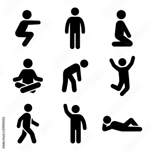 Human figure poses utility symbols set displaying various body positions