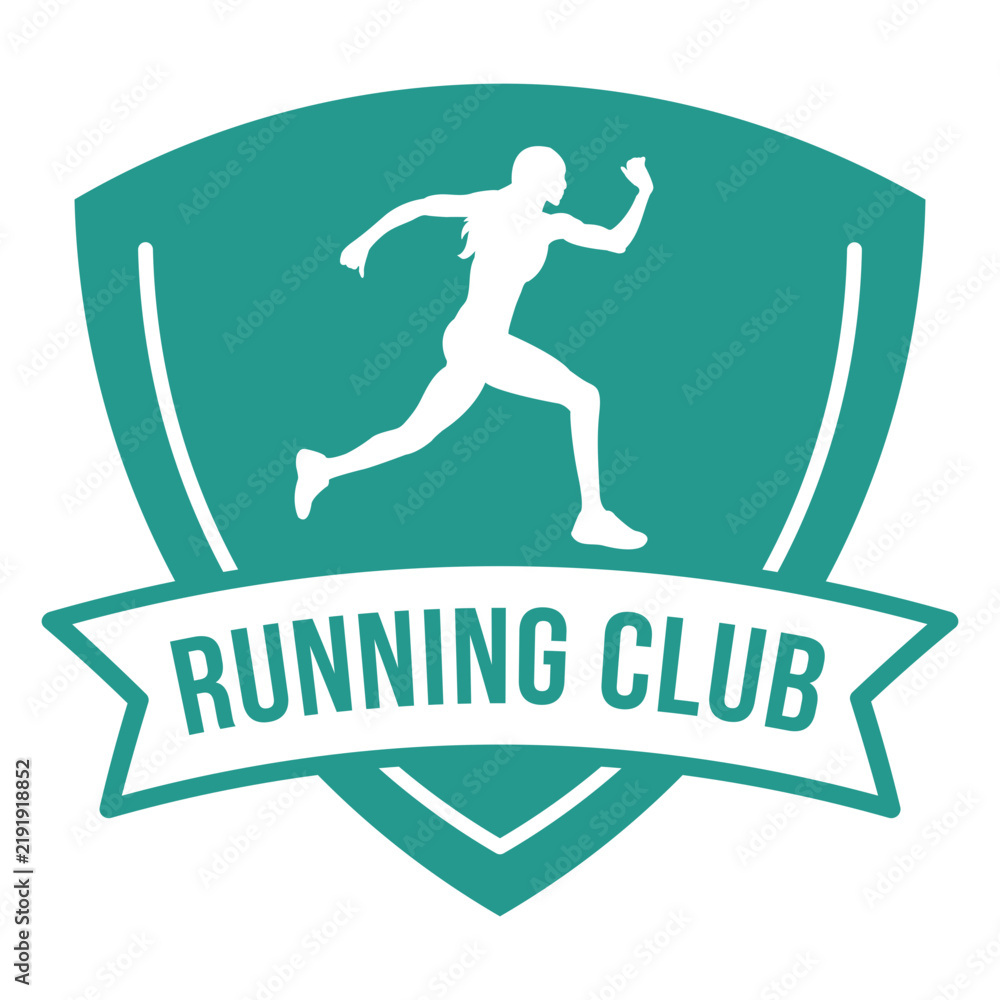 Fototapeta premium Female runner running club badge green