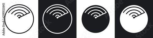 Foto Radar icons in flat and outlined black and white colors collection