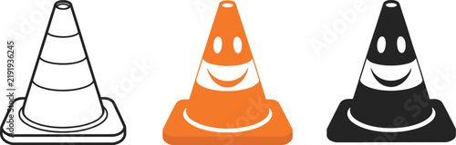 Obraz na plátně Traffic cone icon set, line and solid symbols, construction warning, road safety