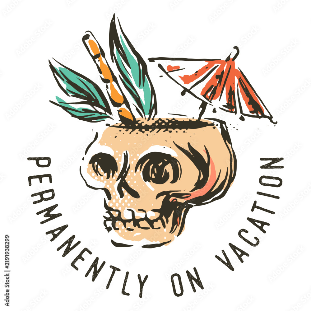 Fototapeta premium Skull drink summer badge