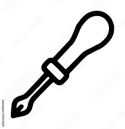 фотографія Hand Traced Engraving Tool Vector Icon - Black and White Line Art Illustration o