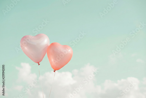 Floating Heart Balloons in Sky Love Freedom Concept