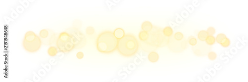Golden yellow sparkling glittering bokeh particles glowing background with soft light, magical shimmer, dreamy blur ethereal Christmas holiday festive night isolated on transparent PNG