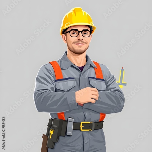 Construction worker wearing safety gear and smiling