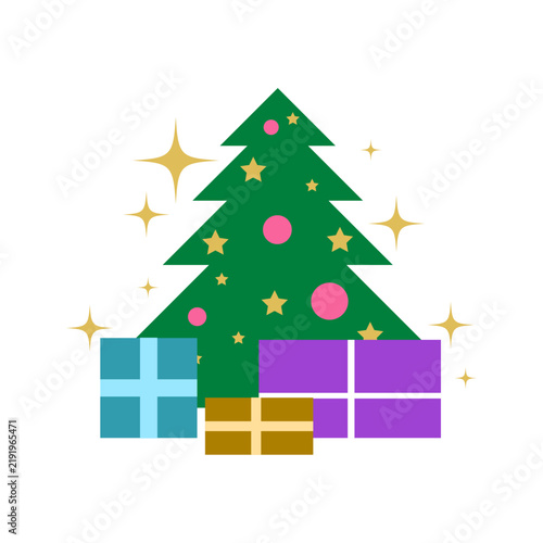 Christmas new year greeting simple illustration icon design vector