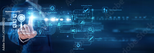 Quality director handhold circuit tablet checking Assessment protocol network data evaluation team performance node smart innovation base. Assessment validates compliance a standard metric.