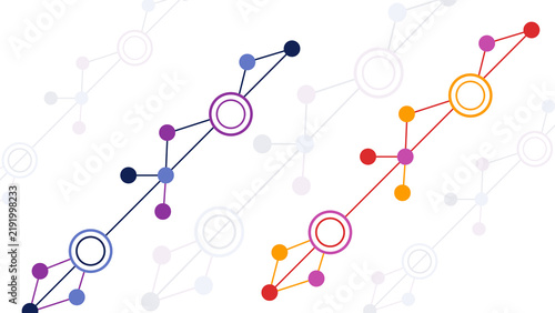 Foto Connected network nodes and lines representing data communication and digital te