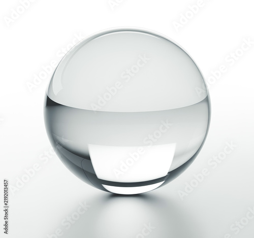 Transparent Glass Sphere Crystal Ball 3D Vector Illustration Isolated on White Background