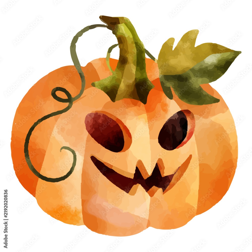 Obraz premium Halloween carved pumpkin watercolor
