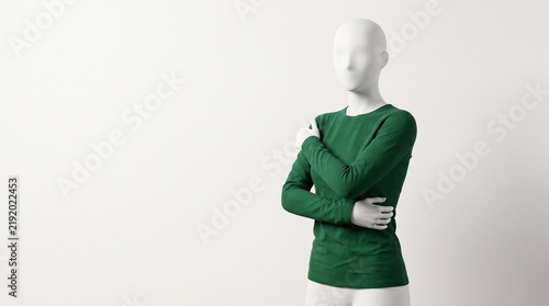 Mannequin Demonstrating Online Payment Using a Smartphone for Digital Commerce Concept