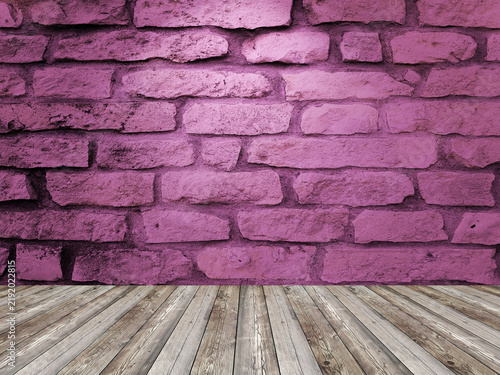 Old pink stone brick wall interior background.