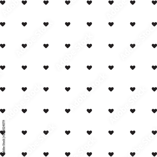 Black heart Valentine pattern background. Vector illustration.