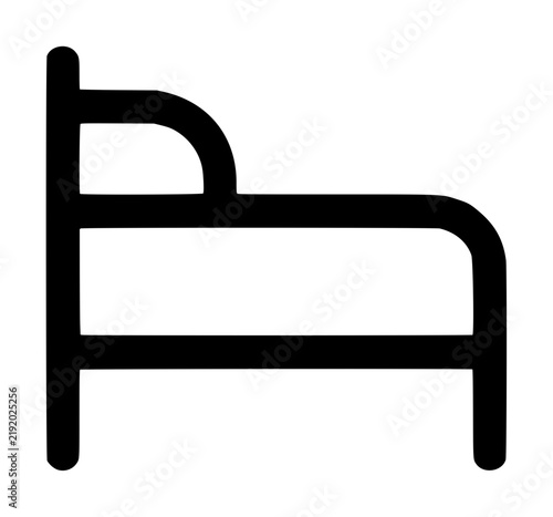Fotografie Simple Bed Silhouette Icon in Black and White - Minimalist Vector Illustration o