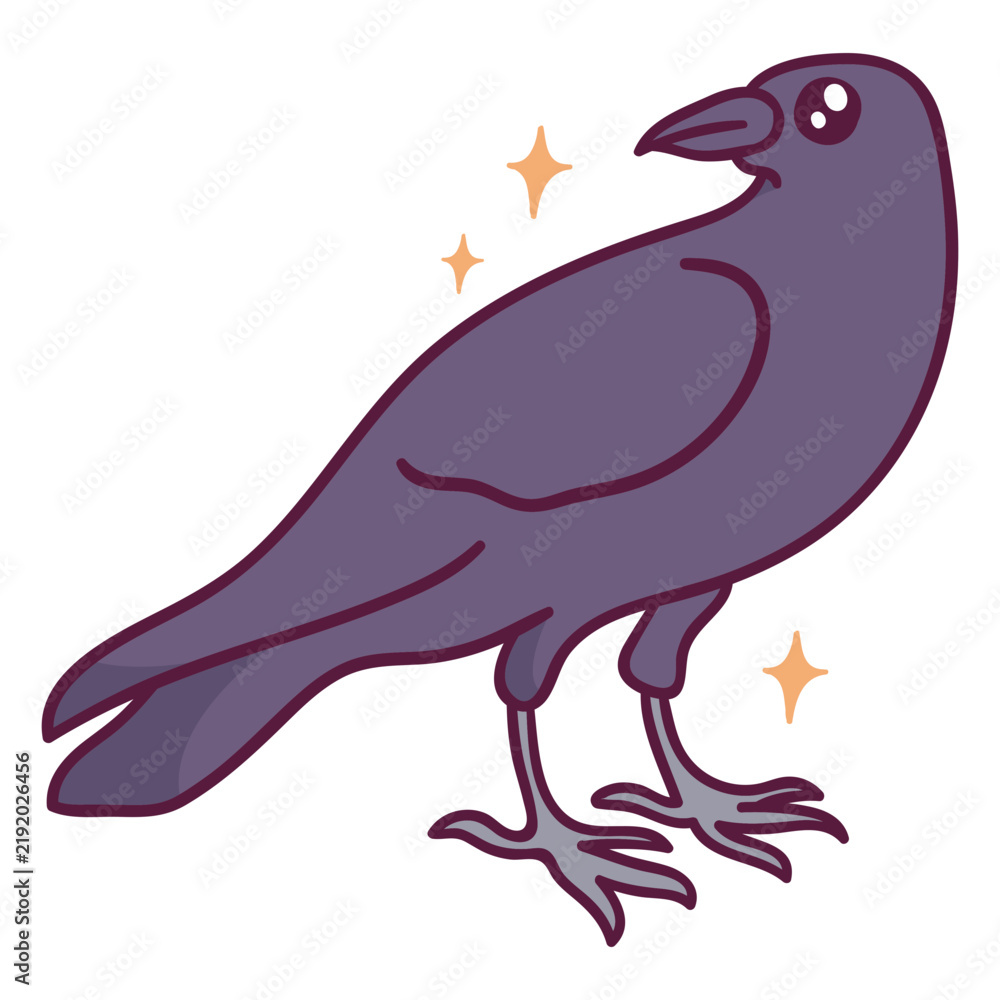 Fototapeta premium Raven Halloween kawaii cartoon
