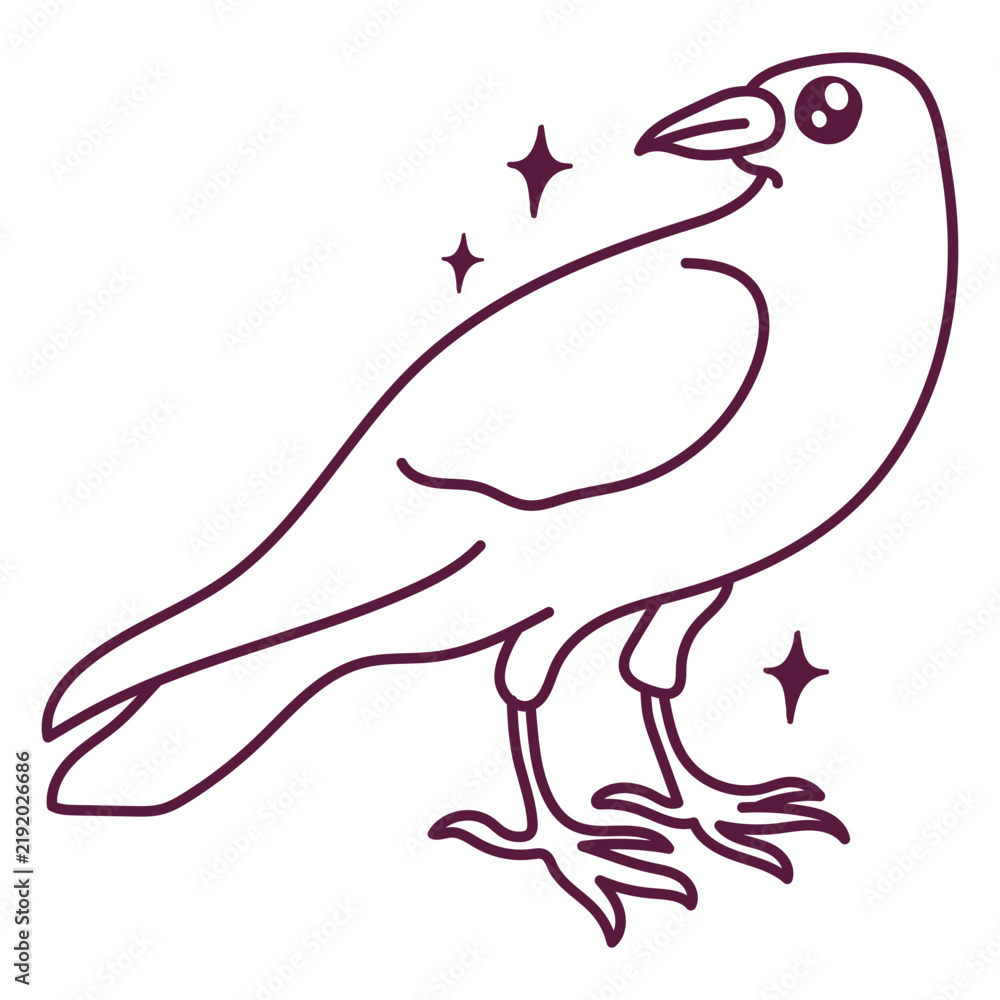 Obraz premium Simple Halloween cute raven cartoon drawing