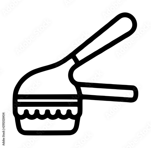 Canvas Print Hand-drawn outline vector icon of a pastry crimper kitchen tool with two handles