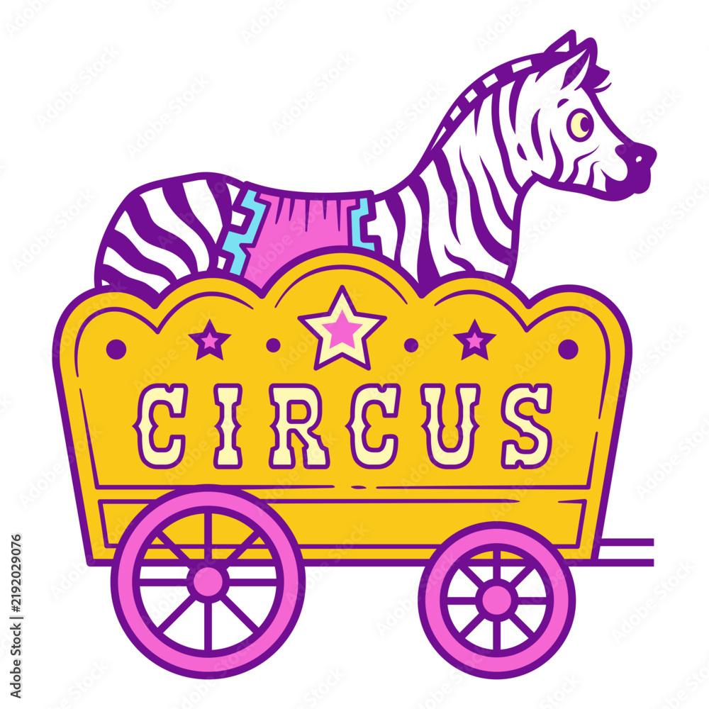 Fototapeta premium Circus zebra on a trolley