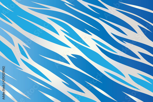 Картината върху платно Abstract background with blue and silver metallic gradient jagged zigzag lightni