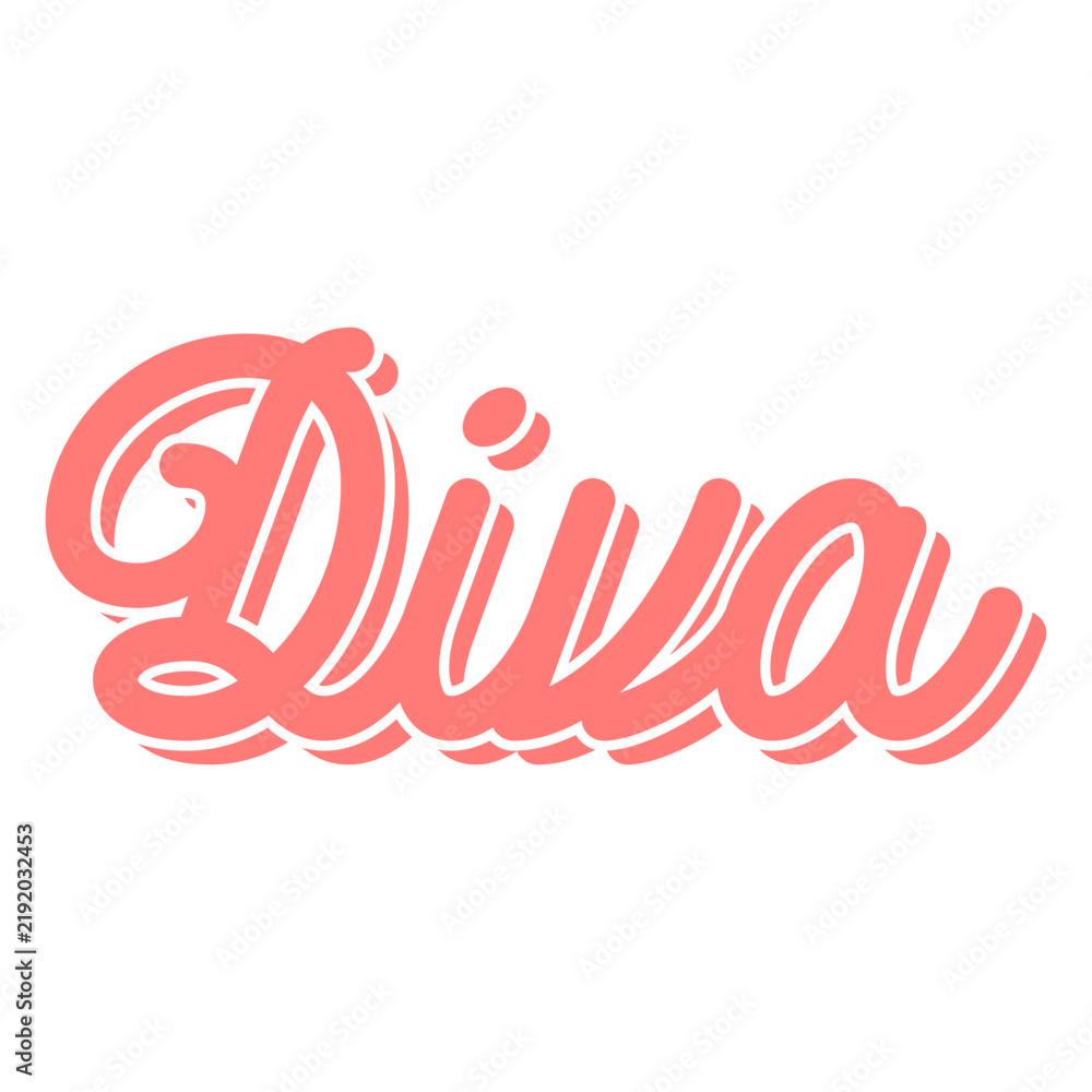 Fototapeta premium Diva word retro lettering