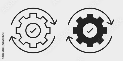 Automation Verification Icon represents automated validation, process checking, system confirmation, and reliable workflow accuracy in stroke and filled styles.
