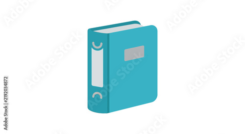 Bild auf Leinwand Turquoise ring binder with label and spine flat vector illustration on white