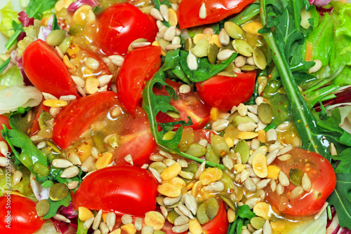 Popular Salad Fresh Vegetables Tomato Rocket and Mix Seeds Healthy Meal