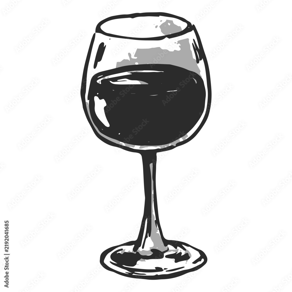 Obraz premium Black and white design of a wine glass