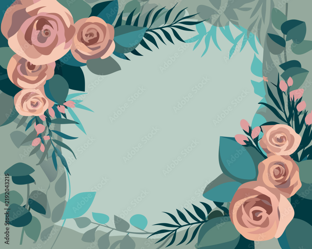 Fototapeta premium Luxury Rose Botanical Wedding Monogram Frame