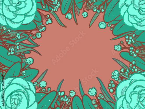 Luxury Rose Botanical Wedding Monogram Frame