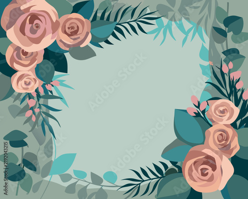 Luxury Rose Botanical Wedding Monogram Frame
