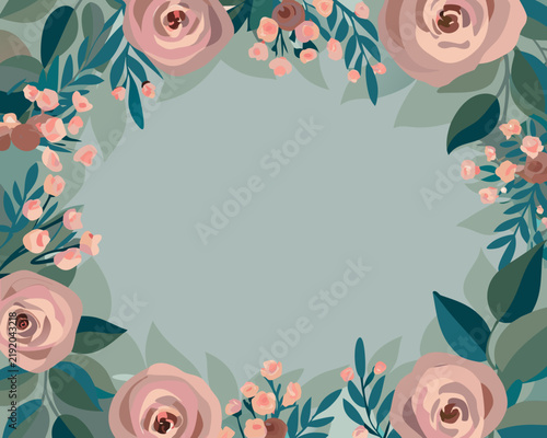 Luxury Rose Botanical Wedding Monogram Frame