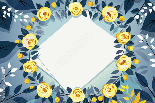 Luxury Rose Botanical Wedding Monogram Frame