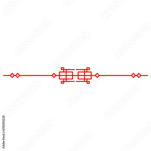 Bild auf Leinwand Chinese Ornament Divider Line Red Traditional Asian Border Decoration