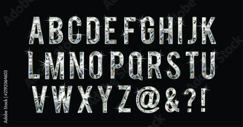 Quadro su tela Diamond alphabet font
