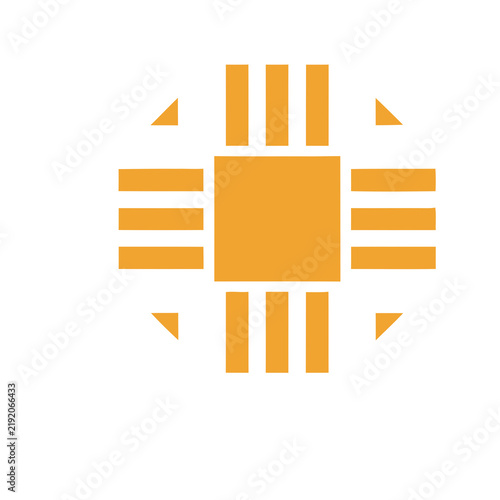 Obraz na płótnie Orange CPU chip icon isolated on transparent background