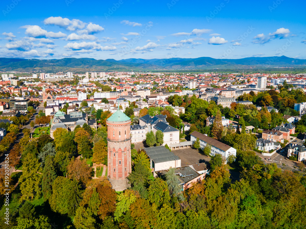 Obraz premium Aerial view of Water Tower or Chateau d Eau in Colmar, France