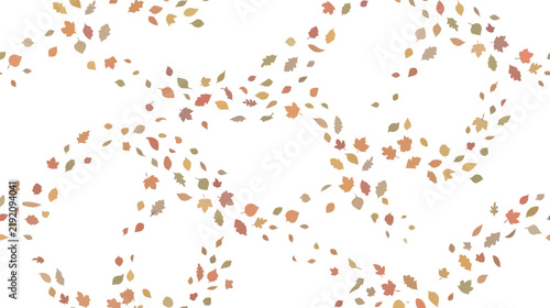 Картината върху платно Swirling Wind Falling Autumn Leaves Trails Seamless Vector Pattern Background