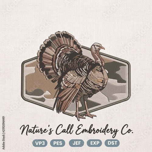 Wild Turkey Hunting Badge Machine Embroidery Design Digital Vector Pattern