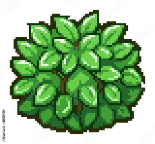 Pixel art bush with green leaves