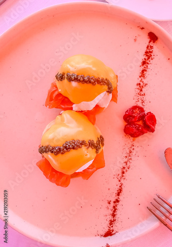 Overhead Salmon Benedict Plate