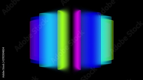 Colorful Neon Panels Rotating in Circle on Black Background