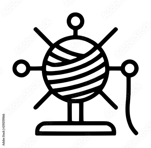 Obraz na plátně Tabletop yarn ball winder device on a flat stand with radiating spoke loop arms