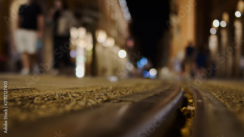 Tram tracks in Bologna, Italy