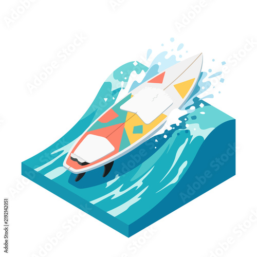 Speedboat Racing Through Ocean Waves.